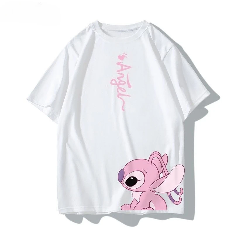 Stitch Women T-shirt Disney Short Sleeve Cartoon Print T-shirt Casual Fashion Men's Summer Oversized Clothing Couple Top T-Shirt