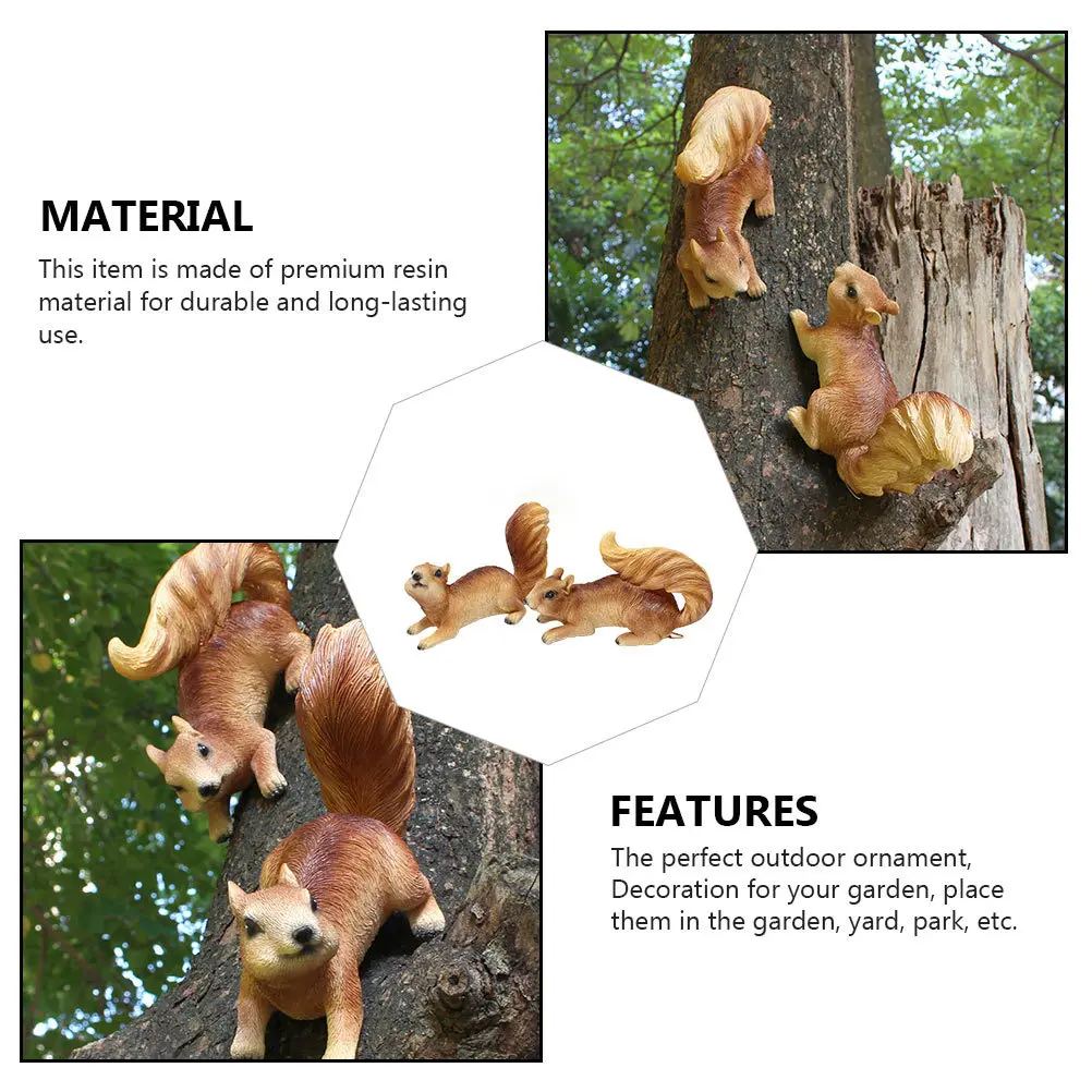 

2Pcs Resin Squirrel Yard Ornament Garden Decor Outdoor Lawn Adornment Lifelike Animal Sculpture for Garden Landscape