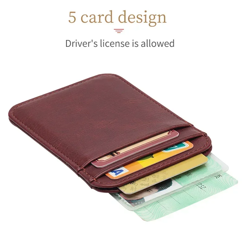 Thin Leather Men Wallet Credit ID Card Holder Purse Money Case for Men Women Fashion Card Bag 11.5x8x0.5cm