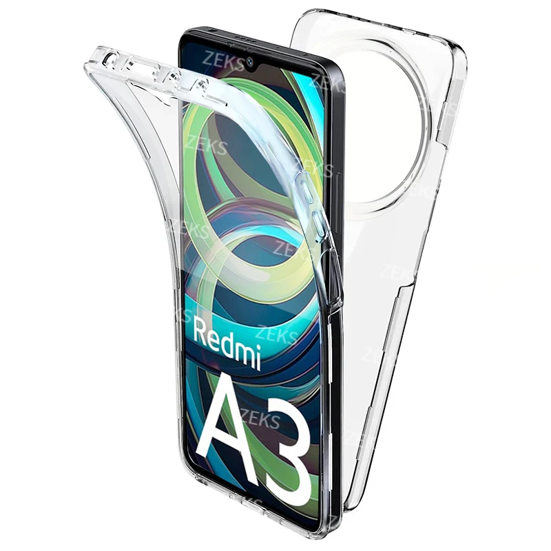 360 Full Body Clear Phone Case For Xiaomi Redmi A3 Shockproof Dual Layer Cover For Redmi Note 13 12 11 10 9 Pro Redmi 12C 13C