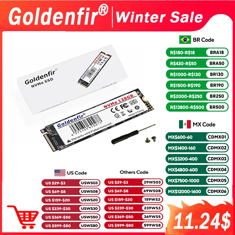 Goldenfir M.2 NVMe PCIe3.0×4 SSD 240GB 512GB 1TB Internal Solid State Drive 2280 For Laptop Desktop