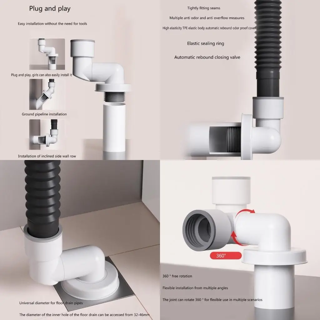 652F قابل للتعديل لا رائحة السباكة حلقات الختم سيليكون استنزاف الأنابيب ختم رائحة برهان استنزاف مجموعة سدادات للمطبخ والحمام