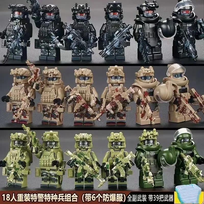 Militärfiguren der Spezialeinheiten, Ghost-Swat-Soldaten, die Bausteine zusammenbauen, explosionsgeschützte Polizei-Bausteine, Ghost-Swat – Detail 7