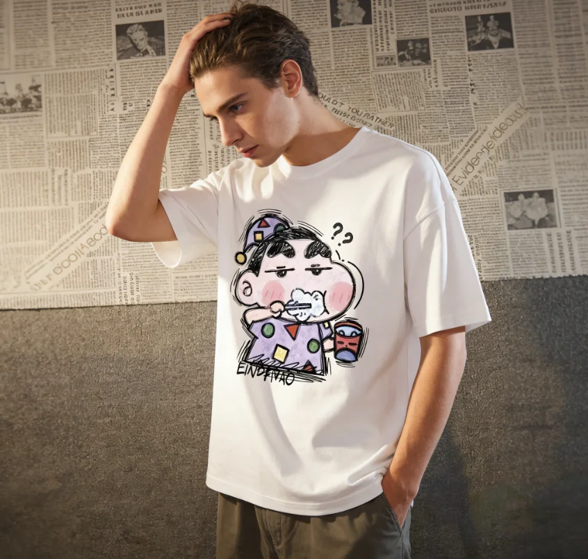 

Crayon Shin-chan and Shiro Pure Cotton Short Sleeve T-shirt Unisex Summer Loose Tops For Teenagers