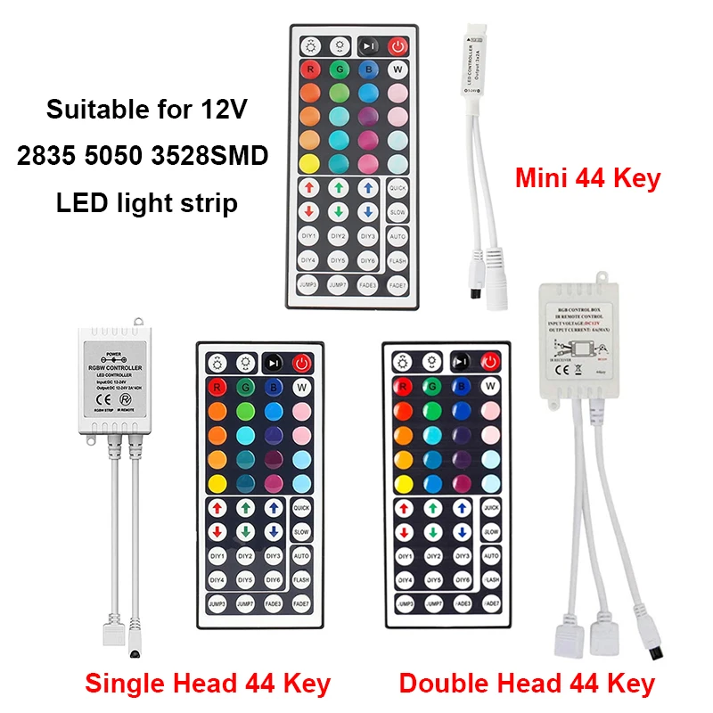 

RGBW LED Strip Controller 12V Remote Controller Lamp Tape IR RGB Control Box 44 Key LED Dimmable For 5050 2835 3528 Strip Light