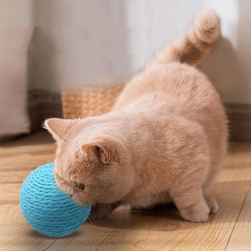 8CM Interaktiver Sisal-Katzenkratzball, supergroßes Anti-Biss-Kauspielzeug mit Sound für Kätzchen, Haustierbedarf – Detail 6