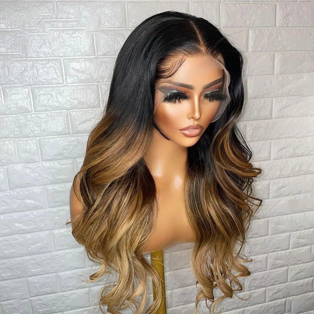 5x5 Silk Base 28inch Ombre Blonde Body Wave Glueless Soft Jewish Human Hair Wig With Baby Hair HD Lace European Hair Preplucked