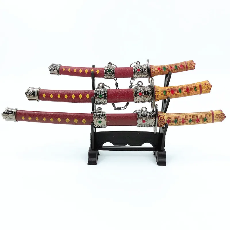 24cm Samurai Sword 3-Piece Set weapons Model Unsharpened Cosplay Props Game Toy katana Desktop Collectible Ornament Boy Toy Gift - view 4
