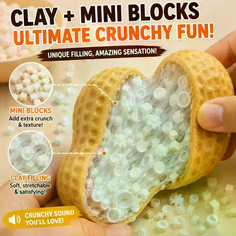 Handmade Crunchy Peanut ASMR Stress Relief Toy Slow Rising Soft Squeeze Fidget Toy TPR Christmas Gift Idea For Kids Adults