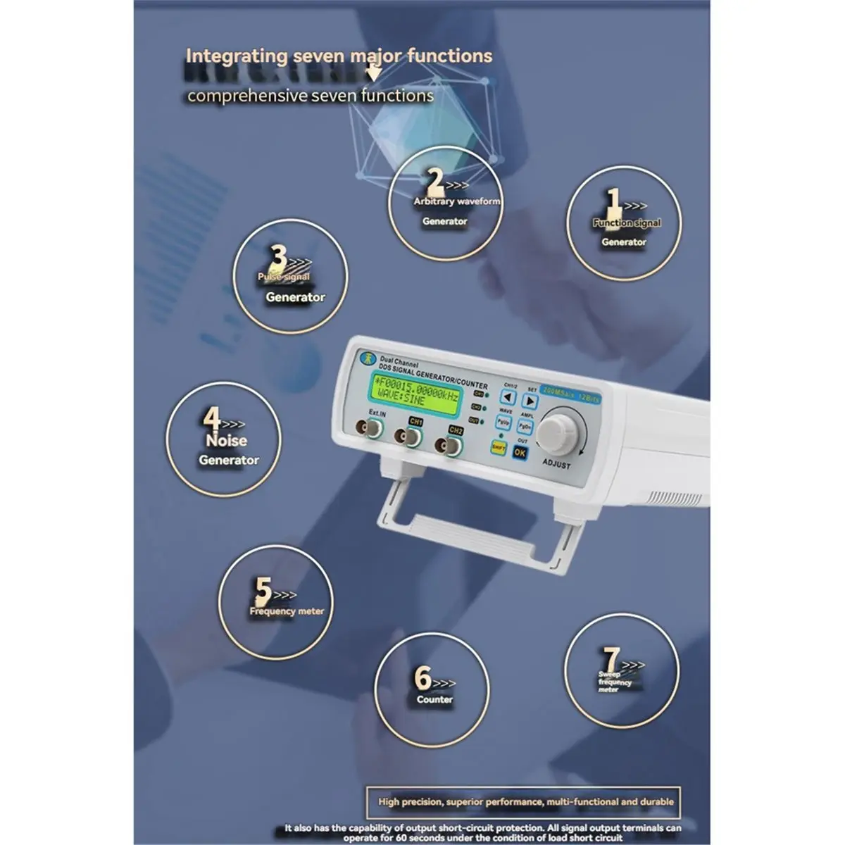 DT81 MHS5200A Digital DDS Function Signal Generator Dual-Channel Frequency Counter Arbitrary Waveform Pulse EU PLUG 0-20MHZ