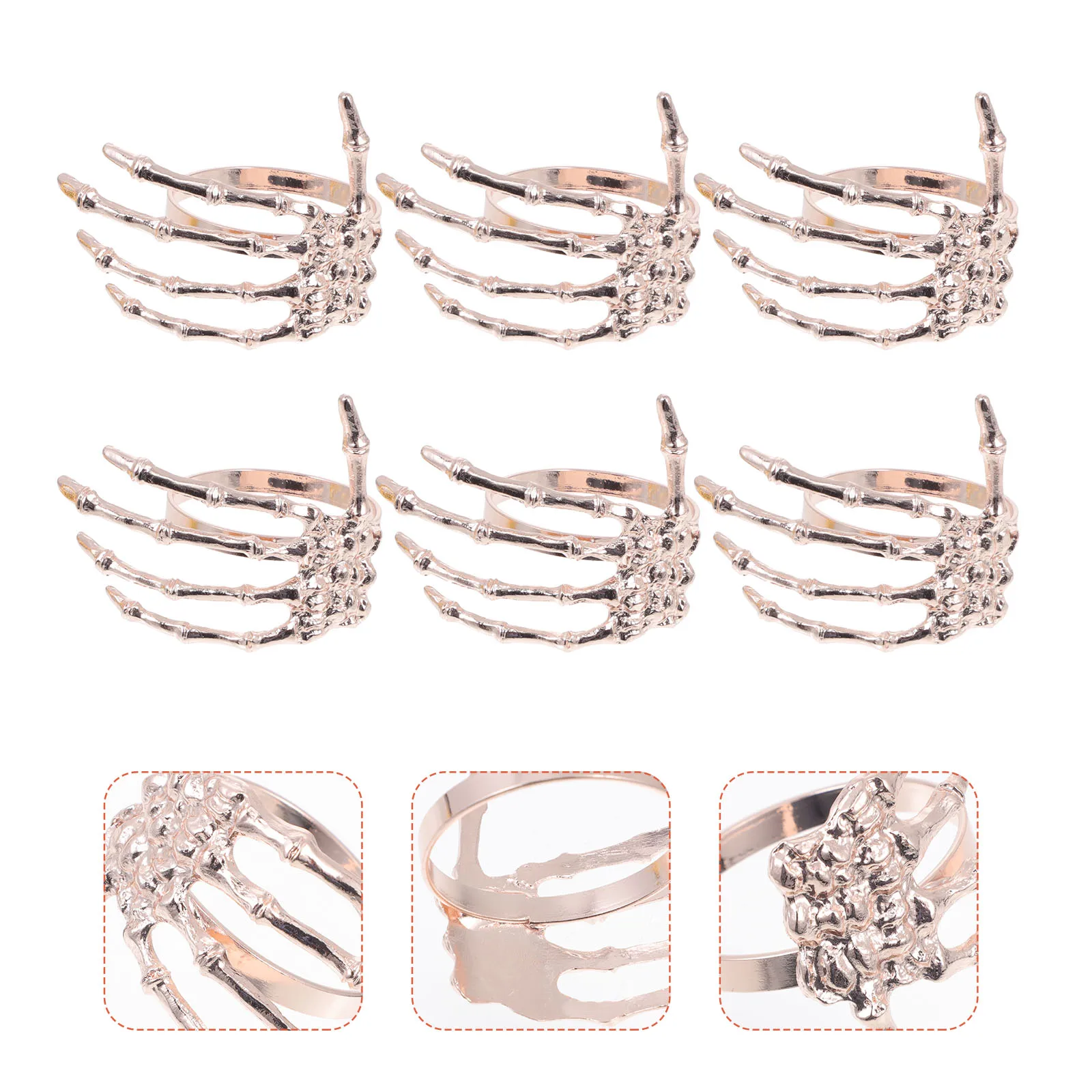 

6 Pcs Napkin Buckle Holiday Ring Halloween Holders Ghost Boho Rings Ferroalloy