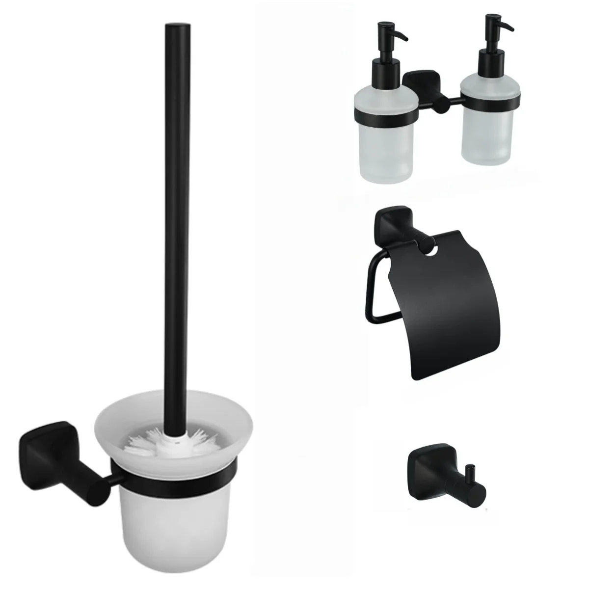 

Matte Black Bathroom Hardware 304 Stainless Steel Towel Rack Toilet Paper Holder Liquid Soap Holder Towel Bar Toilet Accessories