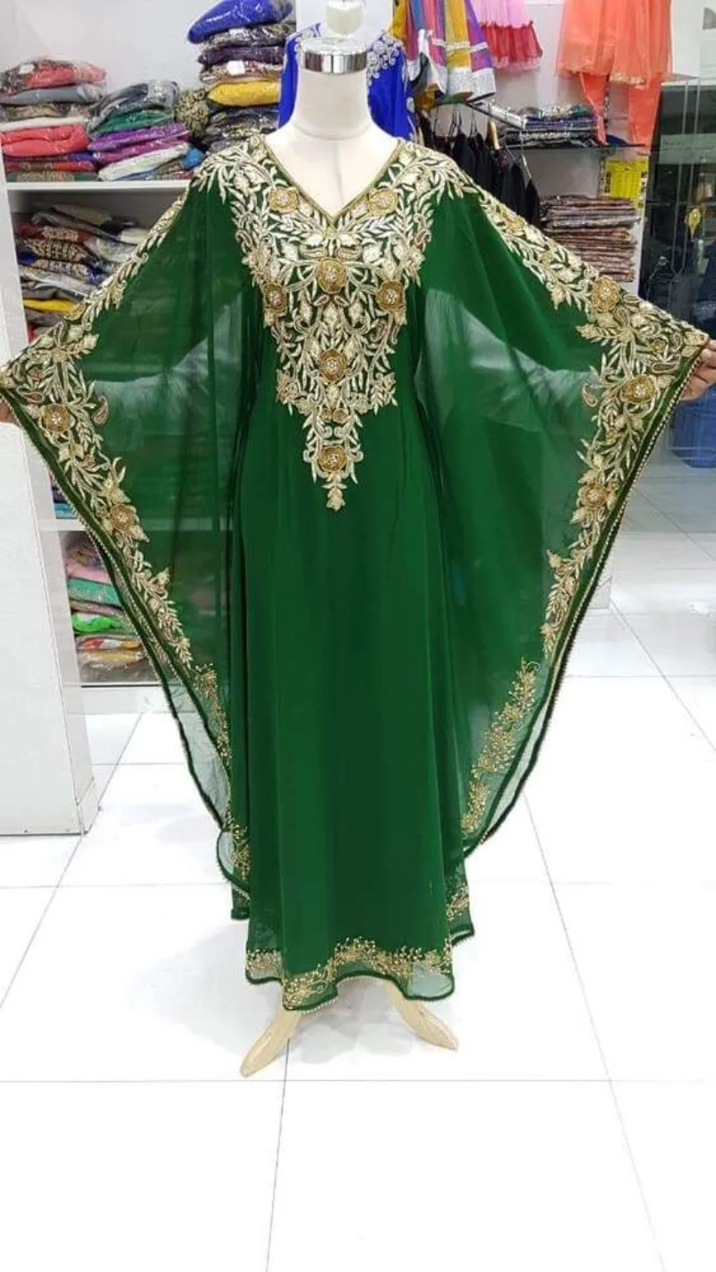 

New Dubai Dress Royal Moroccan Kaftan Georgette Dress Jilbab Arabian