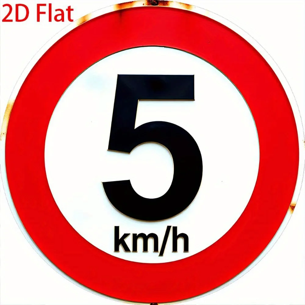 2D Flat 1pc Retro Round Aluminum Tin Sign - Vintage Speed Limit 5 km/h Humorous Wall Art, 20.32x20.32cm Rustic Metal Plaque