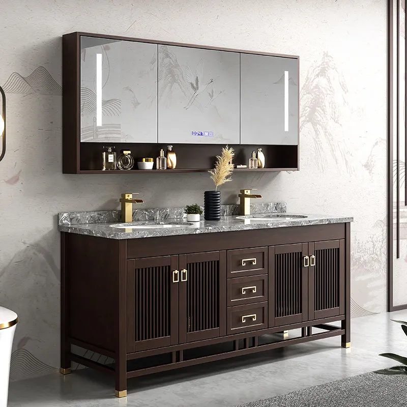 bathroom cabinet combination, floor-to-ceiling hand wash basin, solid wood bathroom wash table