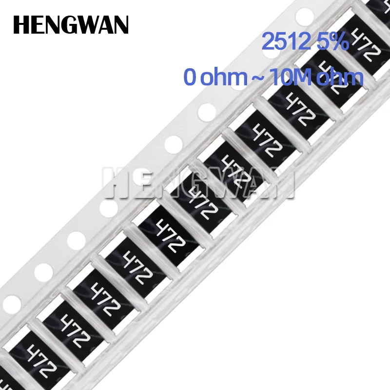 100pcs 2512 5% 1W SMD Chip Resistor 0R - 10M 0 1 10 47 100 150 220 470 ohm 1R 10R 47R 100R 220R 470R 1K 2.2K 4.7K 10K 100K 1M