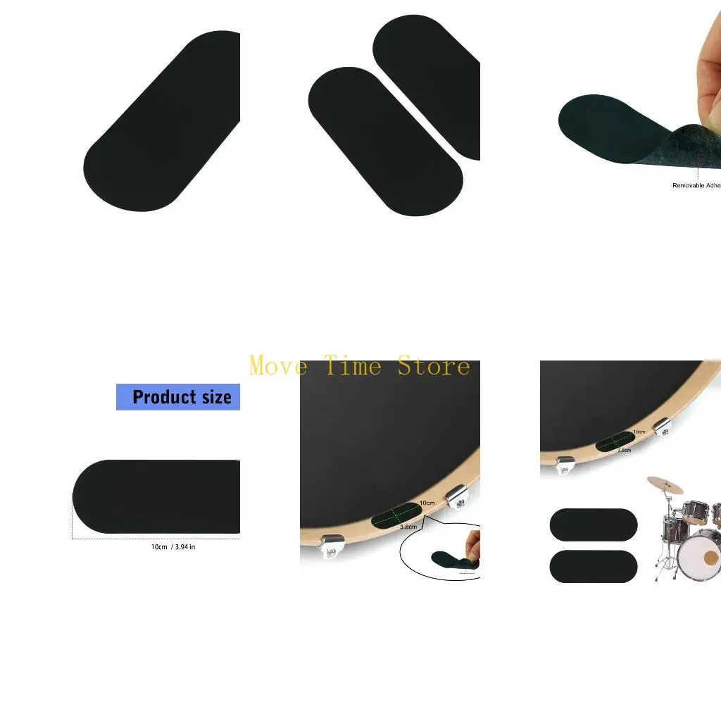 92ME 2PCS Silicone Drumhead Savers Reusable Adhesive Backing Pads for Drum