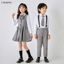 Kids School Uniforms Girls British Japanese Navy Jacket Suit Dress Boys Blazer Formal Outfits Chidren Student Clothes Class Sets