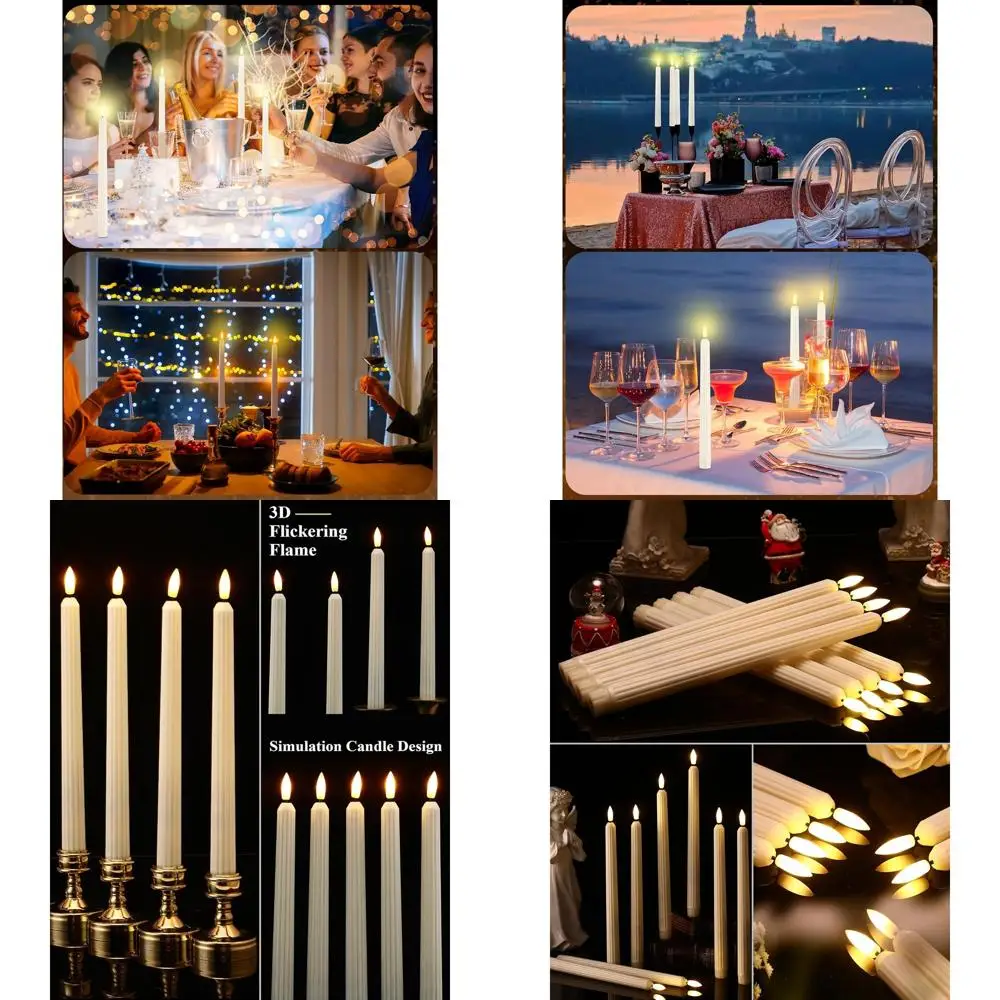 

72-Piece Set of 11 Battery-Powered Taper Candles with Flickering Effect, Ideal for Valentine's Day, Church, Wedding, and Party (