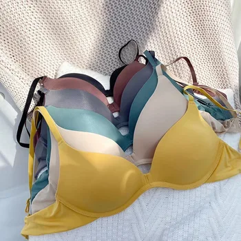 여성용 브래지어 청소년 와이어 프리 푸시업 Bralette 란제리, 솔리드 속옷, 매일 브래지어, 무료 배송, 1 개 