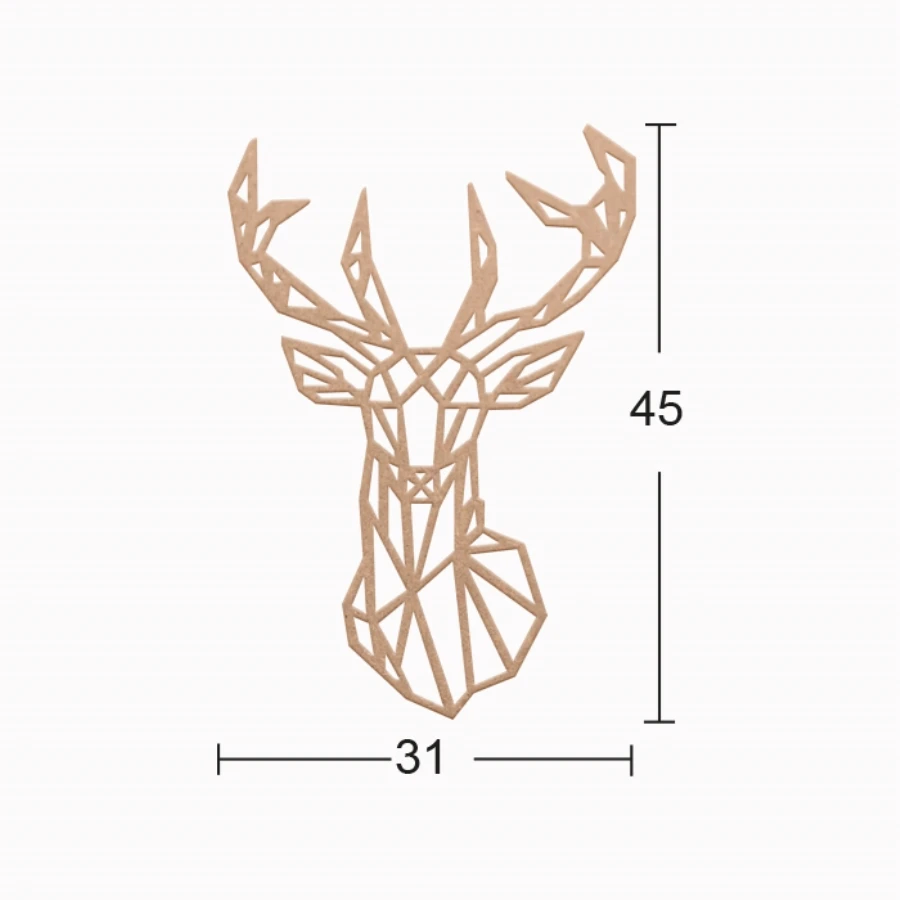 DS59 Decorative Wall Ornament Deer Figure, Raw Wood Mdf Trim