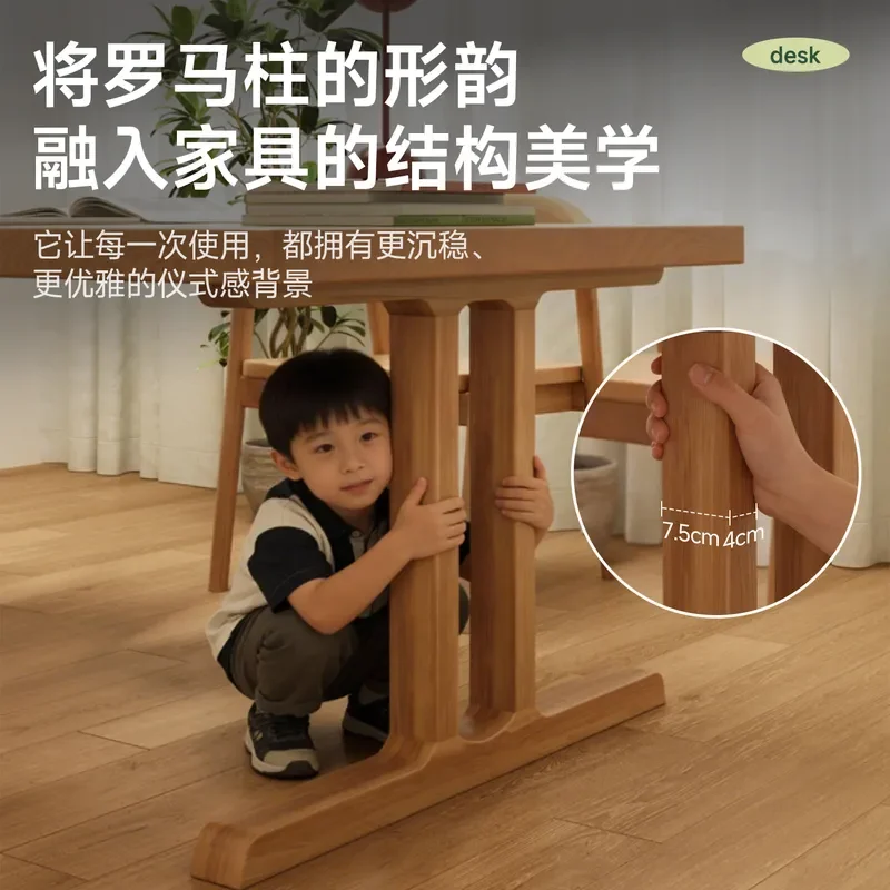for Solid Wood Desk Living Room Integrated Large Board Table Home Reading Study Long Table Workbench