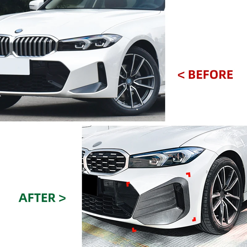Car Front Bumper Side Splitters for BMW 3 Series G20 G21 LCI M Sport 2023+ Foglight Tuning Parts Aftermarket Car Accessories