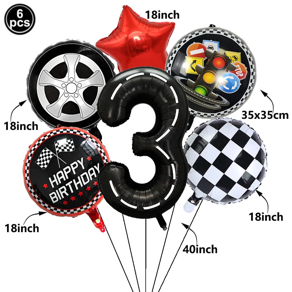 Rennwagen-Folienballons, Trophäen- und Fahnenballons für Kinder, Rennwagen-Geburtstagsdekorationen, Partyzubehör, Jungen-Partydekorationen – Detail 8