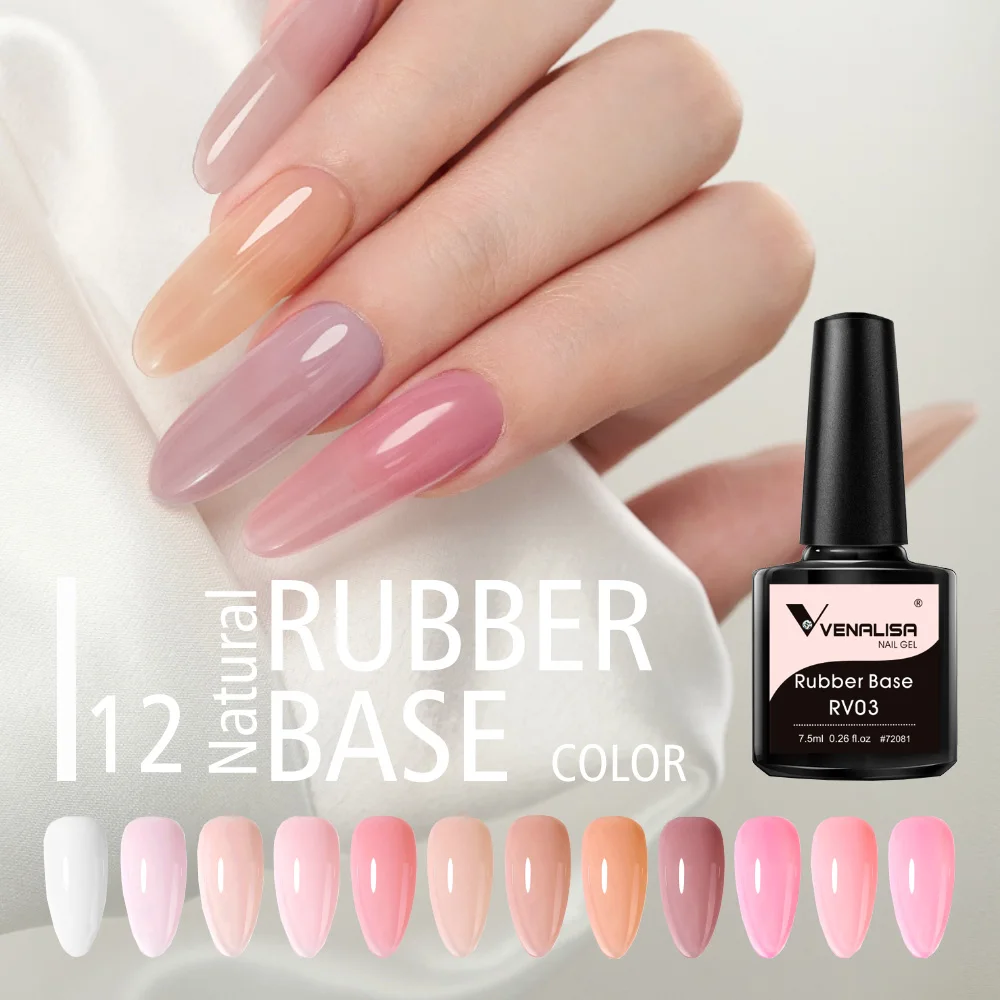 VENALISA Gummi-Basismantel, Farbe: Baby Boomer-Abdeckung, Nude French Nail Camouflage, Soak Off UV-LED-Gelee, durchscheinend, semi-permanent