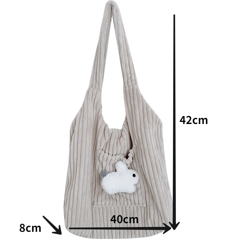 Youda versione coreana moda borsa a tracolla in velluto a coste Cute Bunny Pattern peluche Casual grande capacità Shopper Tote Bags per le donne