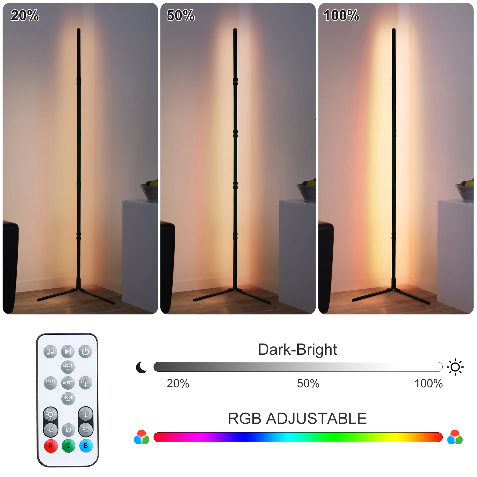 Tuya RGB Floor Lamp Intelligent APP Remote Control Modern Corner Floor Lamp Atmospheric LED Bracket Lighting Holiday Decoration