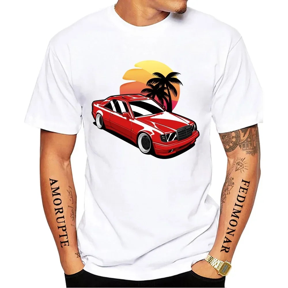 New Summer Fashion Men Short Sleeve W124 & Quot; Dirty Style T-Shirt Boy Sport Casual White Tops Vintage Car Hip HopTees image 6