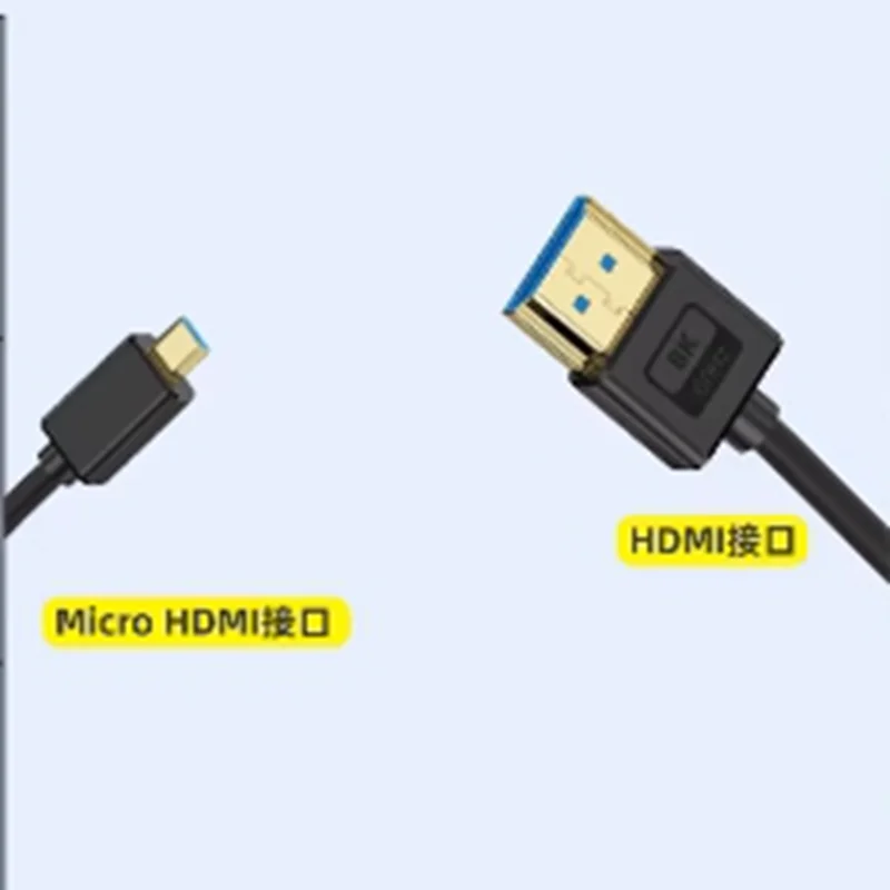 1ft Soft Slim Silicone Micro-HDMI2.1 Cable Compatible Ultra Thin Micro HDMI to HDMI Cable Short, 48Gbps & 8K@60Hz Video Output,