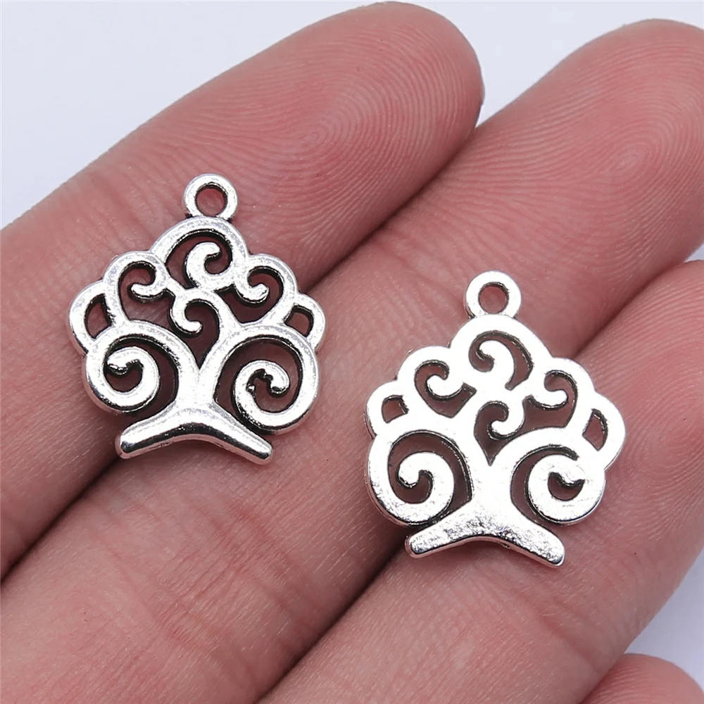 20pcs 17x19mm Antique Silver Color Tree Charms Pendant For DIY Jewelry Making DIY Jewelry Findings