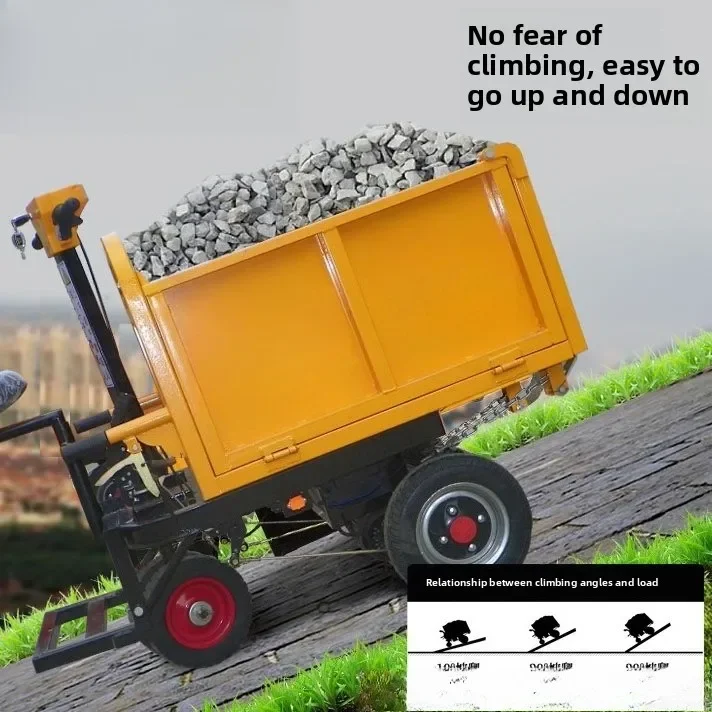 Electric three-door variable flat plate hand push ash bucket construction site tipping bucket sand feeding aquaculture material