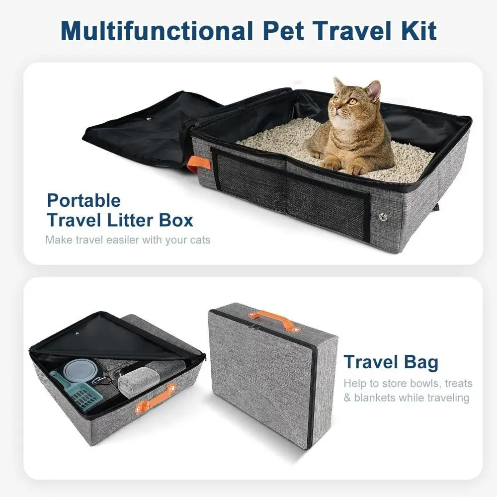 

Travel-Friendly Collapsible Cat Litter Box Leak-Proof Water-Resistant Travel Litter Box Kitty Litter Pan Car Travel