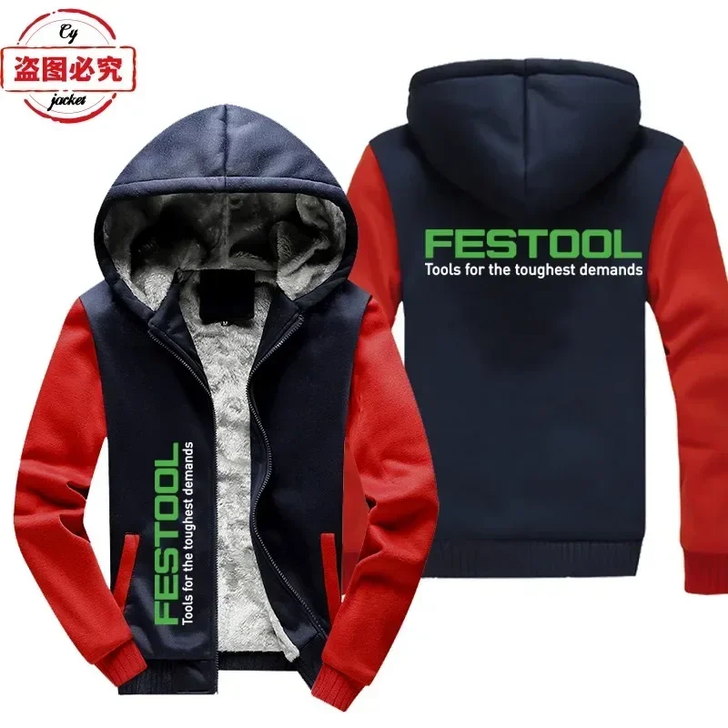 

Куртка-худи Festool с логотипом, повседневная, на молнии, мужская, зимняя, флисовая, теплая, командная униформа, пуловер, европейские размеры