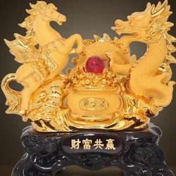 Wealth Win Win Dragon Horse Spirit Decoration Zhaocai Fengshui Company Store Office Opening Gift Resin Crafts Home Decoration