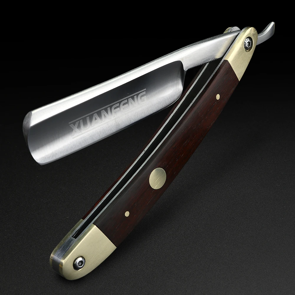 XUANFENG Redwood Handle 9CR18 Steel Razor Sharp Traditional Razor Men's Manual Razor Hair Salon Razor