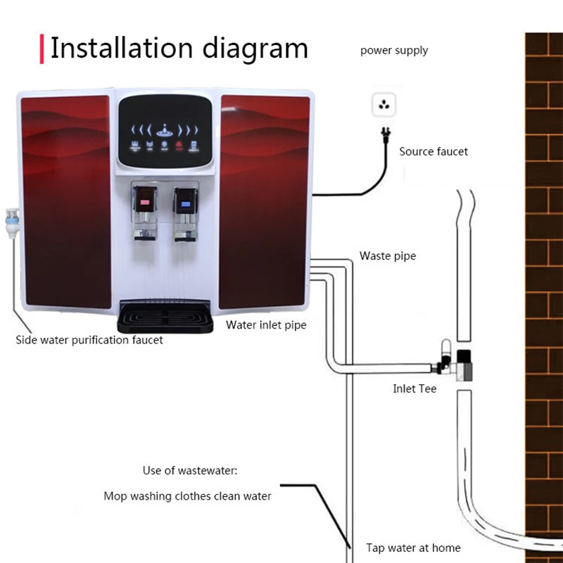 Vaia-purificador de agua potable para el hogar, dispensador de agua caliente y fría, filtro RO de 5 etapas, 100 galones