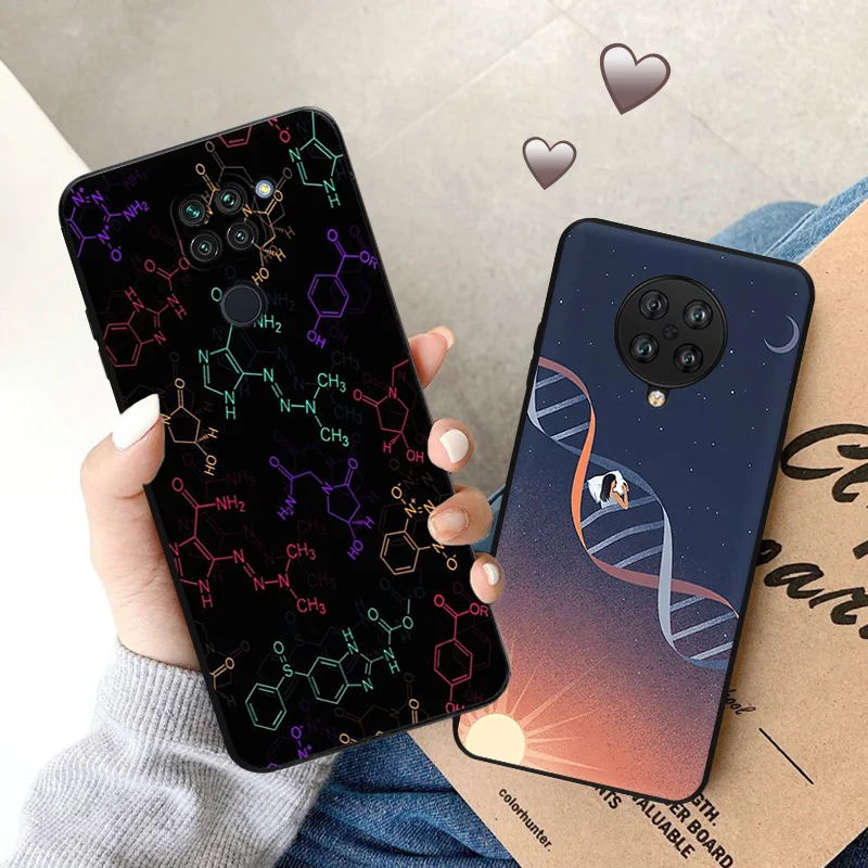 Silicone Black Phone Cases for Redmi Note 8 7 K60E K40S K50 8T Xiaomi Mi 10 10t 11t Pro 11 Lite Science Chemistry DNA Cover