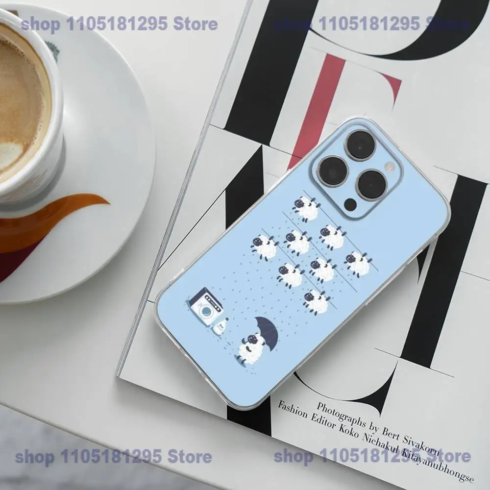 حافظة هاتف على شكل خروف كرتوني لطيف لهاتف آيفون 17 16,15,14,13,12,11 Plus,Pro,Max,XR,Plus,E,غطاء شفاف صغير