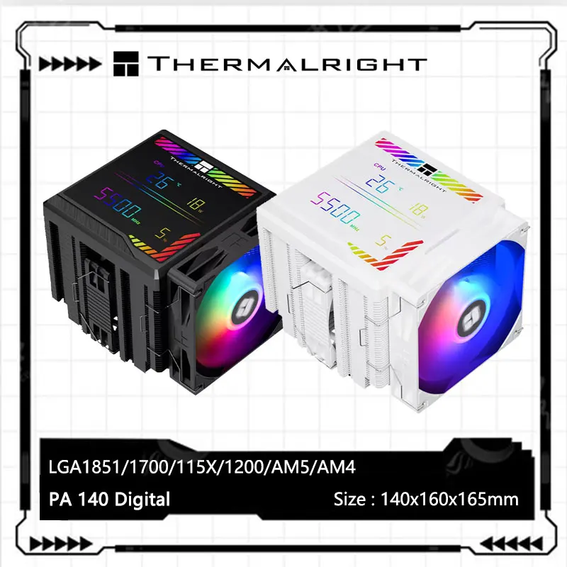

Thermalright Peerless Assassin 140 Цифровой радиатор с воздушным охлаждением, тепловая трубка AGHP GEN5.0, 6 тепловых трубок, поддержка LGA1851/1700/115X/AM5