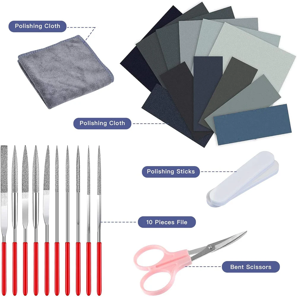 26 Pieces Resin Casting Kits - Include Sand Papers Polishing Cloth Polishing Sticks Various Shapes Files and Scissors for Polish