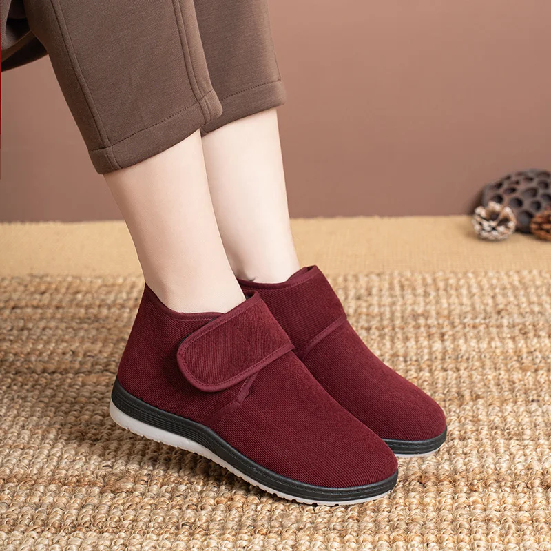 Neue vielseitige modische Freizeitschuhe mit Klettverschluss für den Winter, Mutterschuhe mit weichem Obermaterial für größeren Komfort