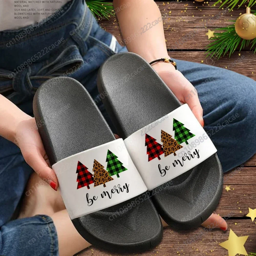 

Merry Christmas Print Slipper for Woman Kawaii Flip Flops Women Sandal Bathroom Women Shoes Non-Slip Women Slippers Plus Size 44