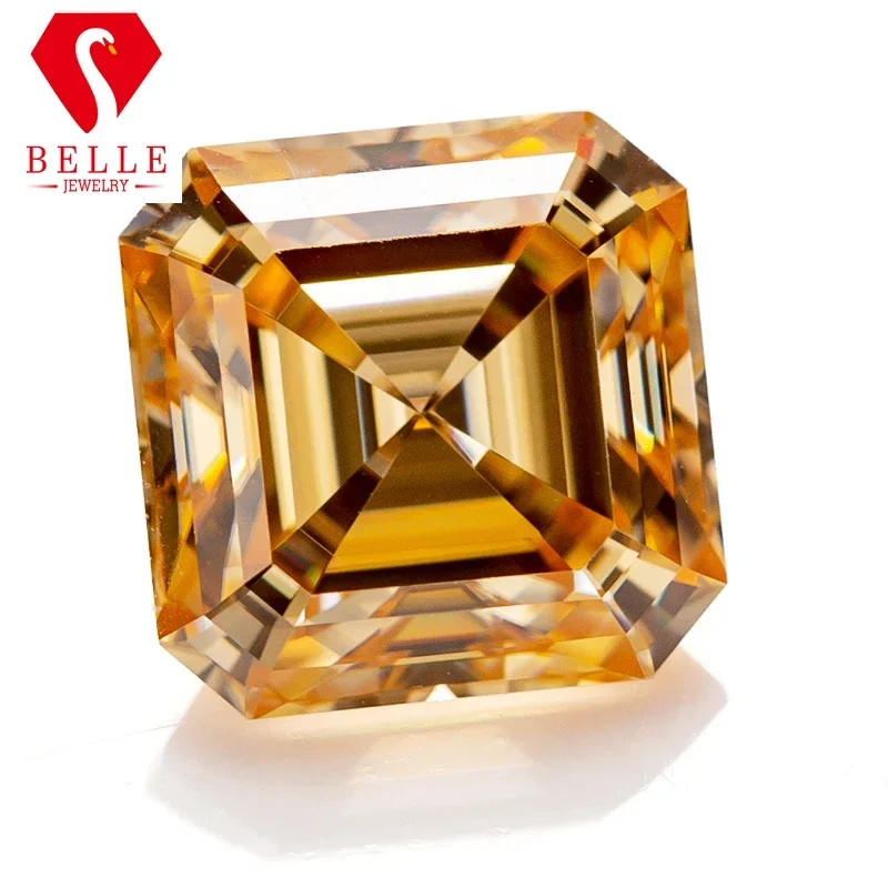 

Moissanite Stone BELLE Brilliant Champagne Asscher Cut Loose Moissanite VVS1 GRA Certificated Hot Sale Diamond Beads Jewelry