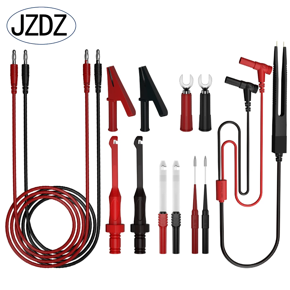 JZDZ Kit de cables de prueba de multímetro, juego de sondas de prueba eléctricas digitales con pinzas de cocodrilo, pinzas de prueba, Pin de sonda