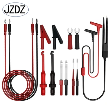 JZDZ Kit de cables de prueba para multímetro, juego de sondas de prueba eléctricas digitales con pinzas de cocodrilo, pinzas de prueba, Pin de sonda trasera perforadora de cables