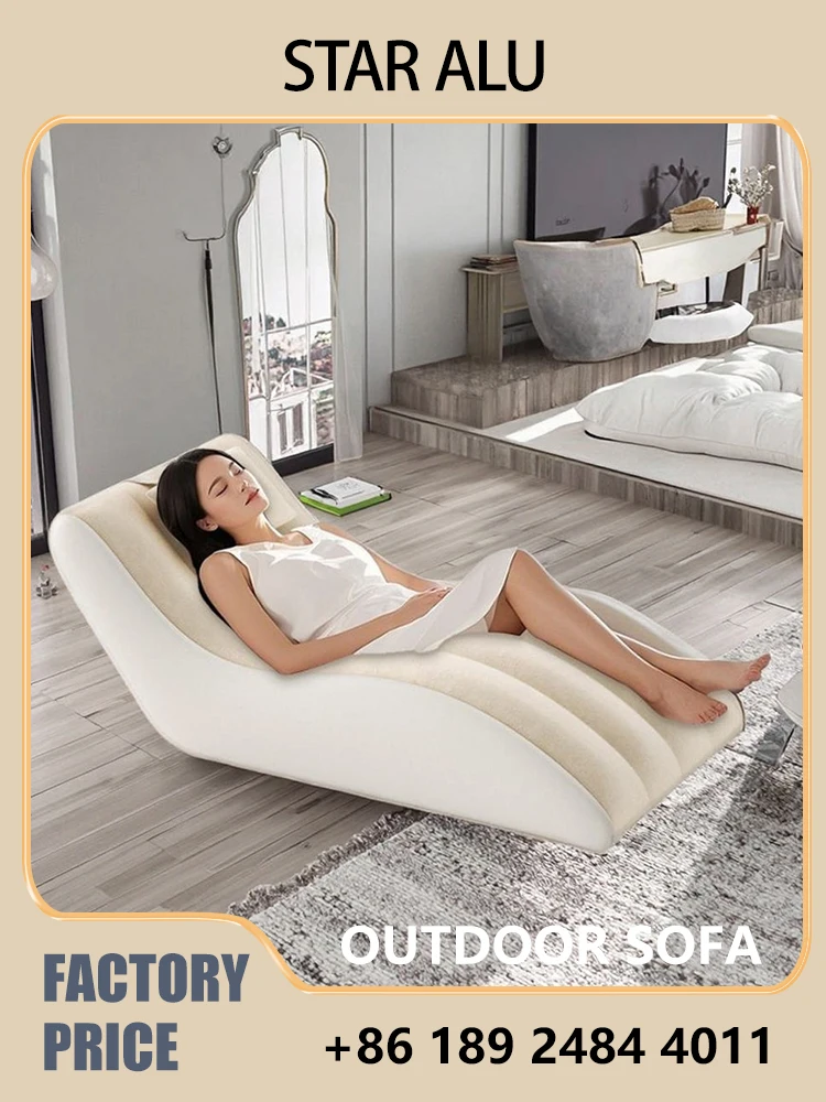 Premium Inflatable Lounge Chair - S-Type Ergonomic Design for Sunbathing & Camping, Auto Inflatable Quick Setup